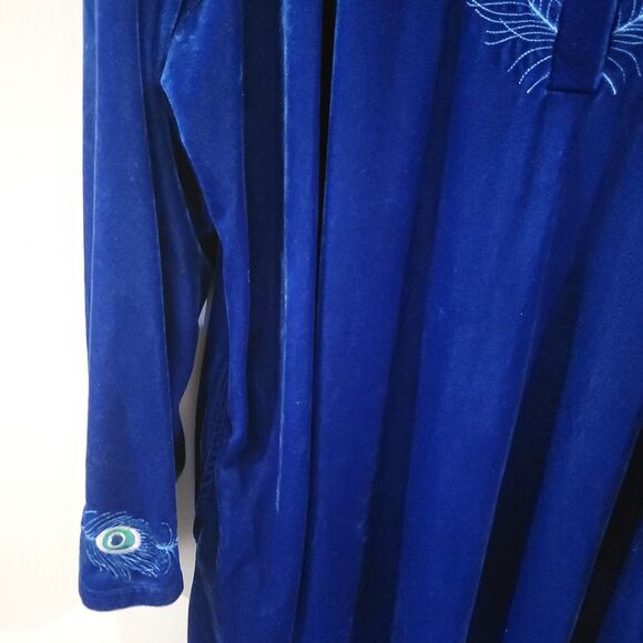 Vermont Country Store Womens Velvet Nightgown Size 3X Blue Housecoat Peacock - Picture 5 of 9